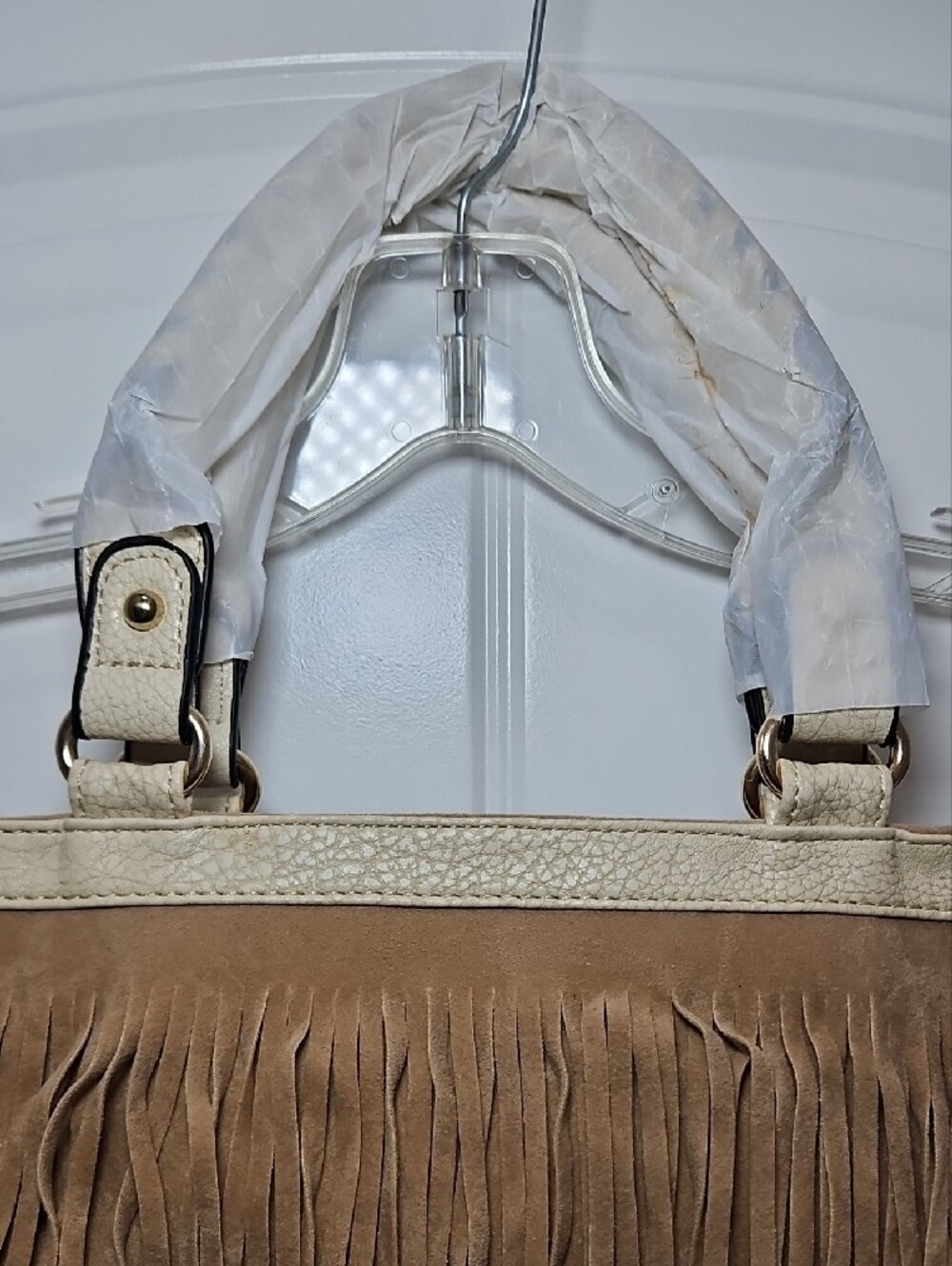 Heritage West Fringe Western Tote Bag in Tan and Cream New Crossbody - Picture 3 of 8